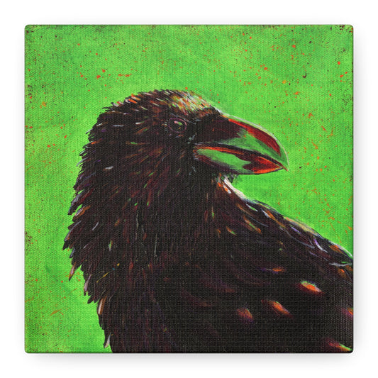 Murder 3 – Crow Painting Print on Wrap-around Canvas by Andy Carlson