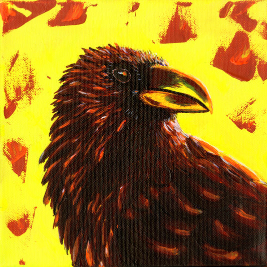 Murder 5 – Original Crow Painting on 8x8 Canvas by Andy Carlson
