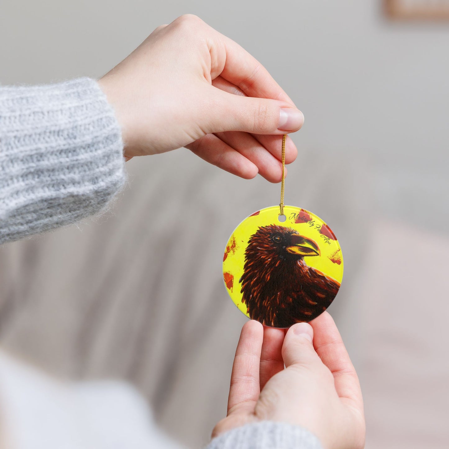 Ceramic Ornament - Yellow Crow from Andy Carlson's Murder Series