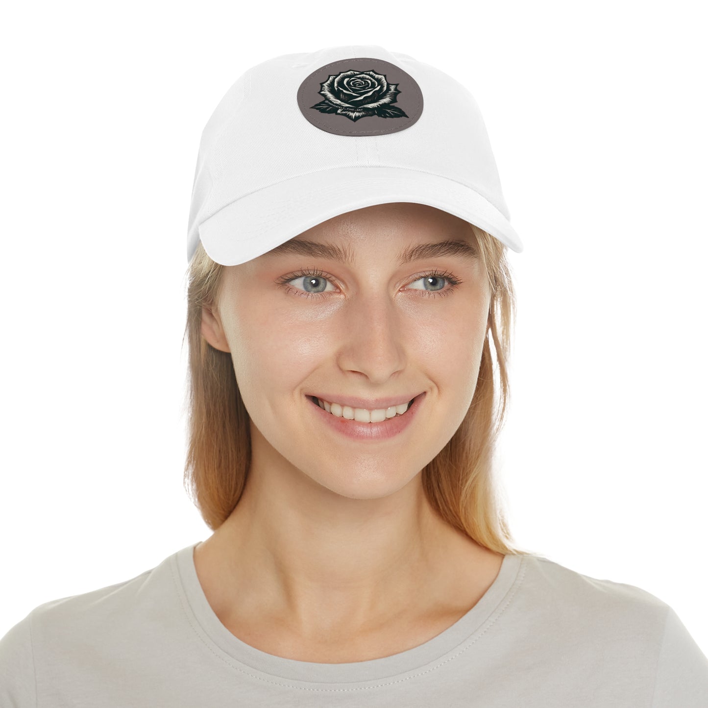 Stylish Dad Hat with Leather Rose Patch