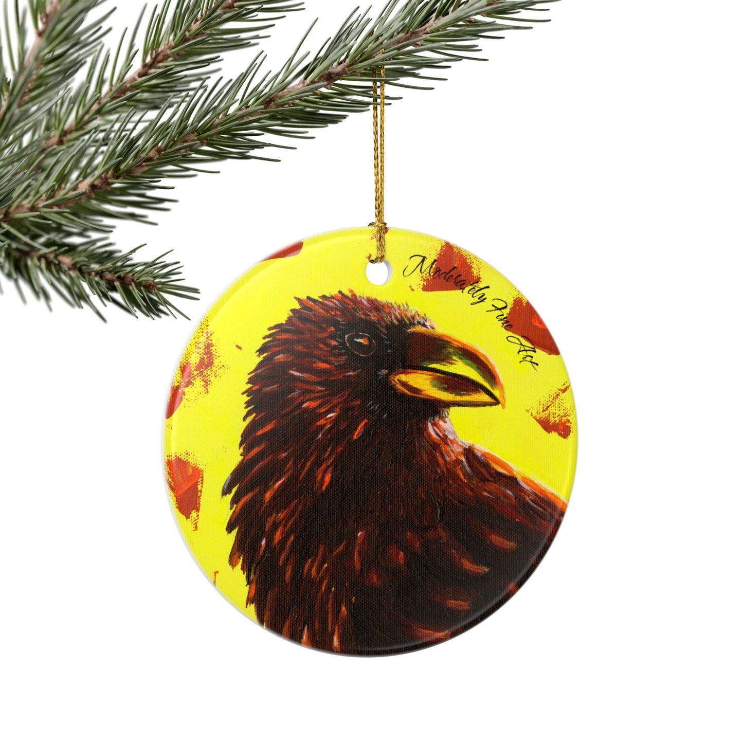 Ceramic Ornament - Yellow Crow from Andy Carlson's Murder Series