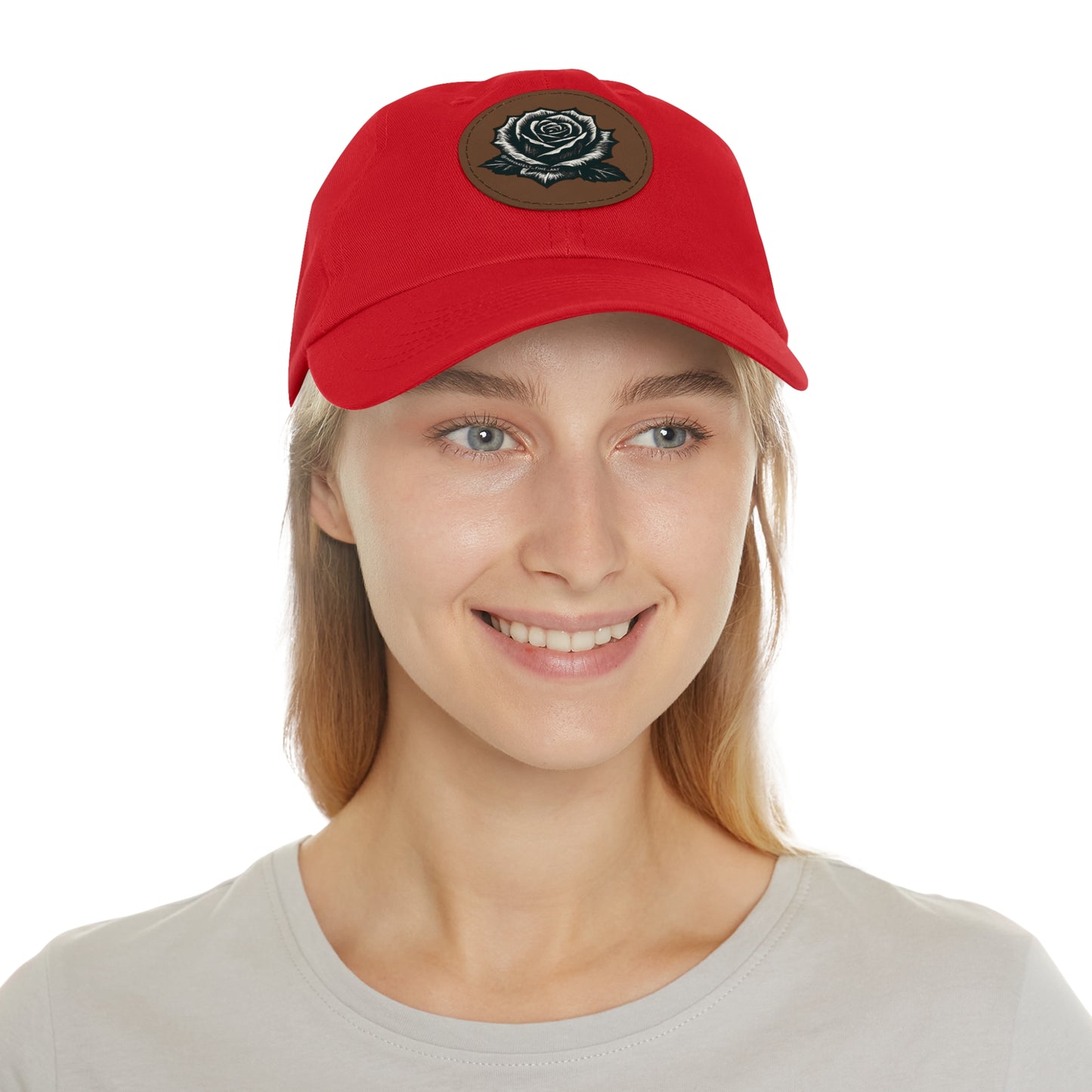 Stylish Dad Hat with Leather Rose Patch