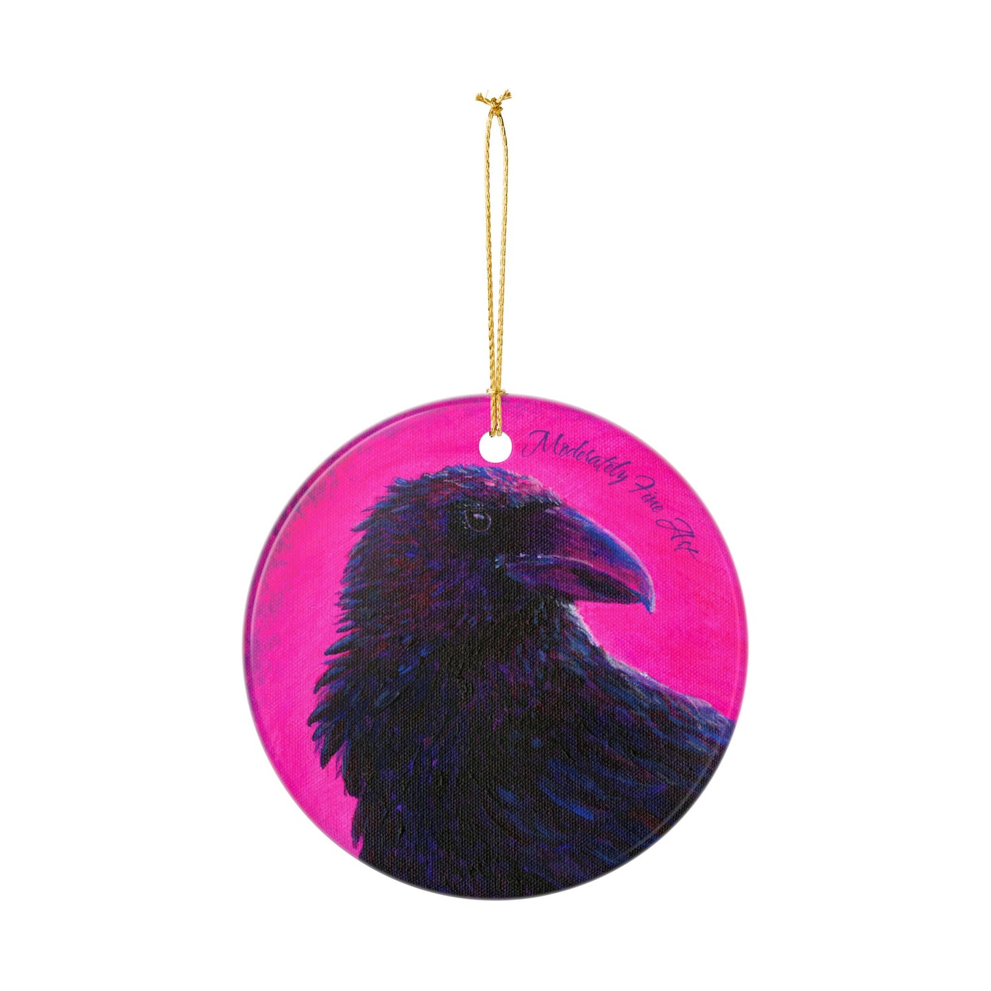 Ceramic Ornament - Pink Crow from Andy Carlson's Murder Series
