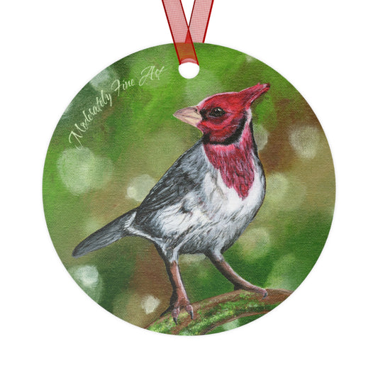 Holiday Cardinal Metal Ornament with Lil Red Design by Andy Carlson
