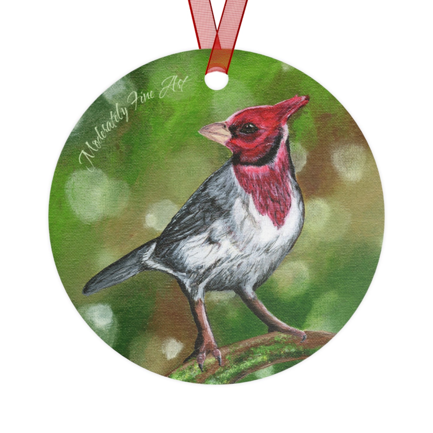 Holiday Cardinal Metal Ornament with Lil Red Design by Andy Carlson