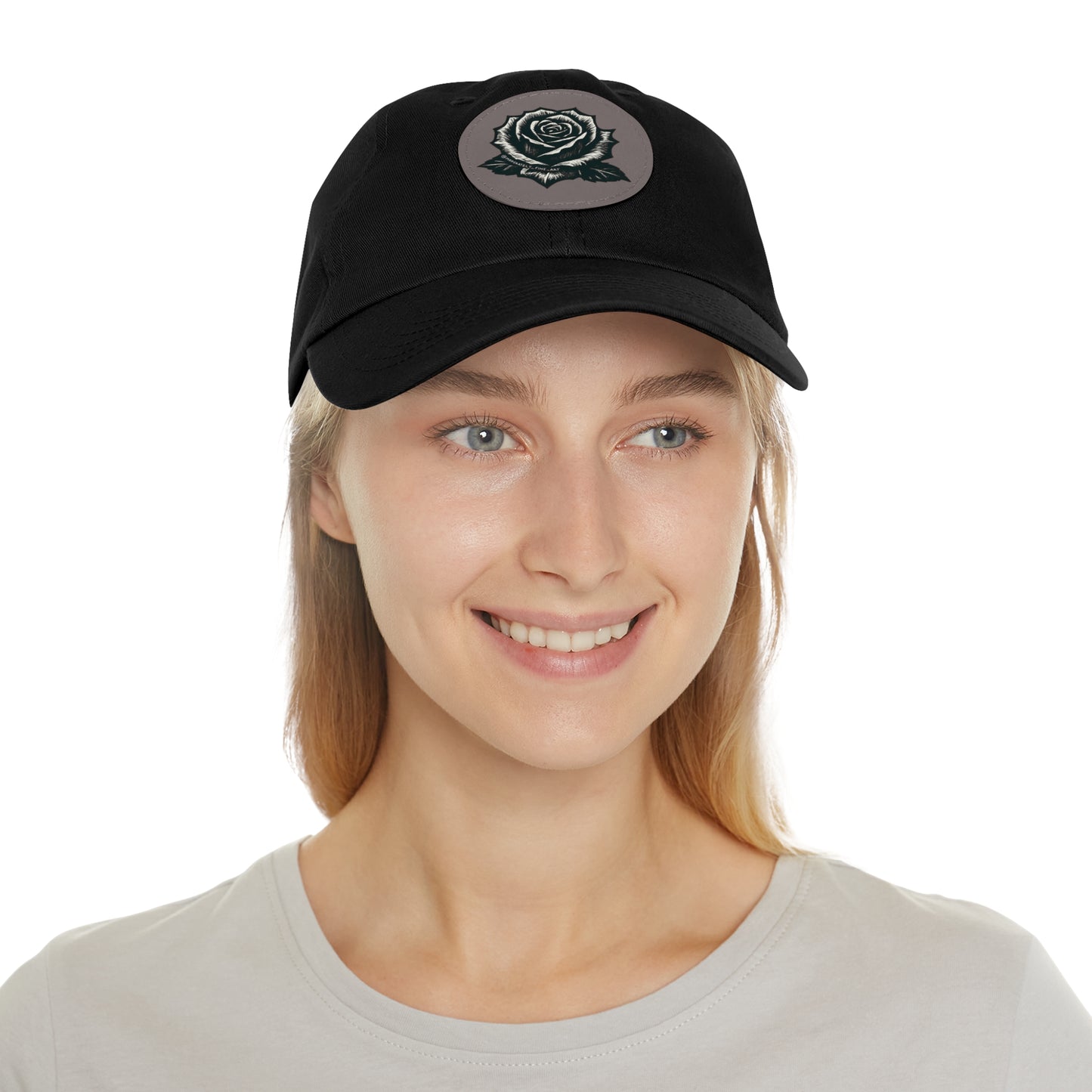 Stylish Dad Hat with Leather Rose Patch