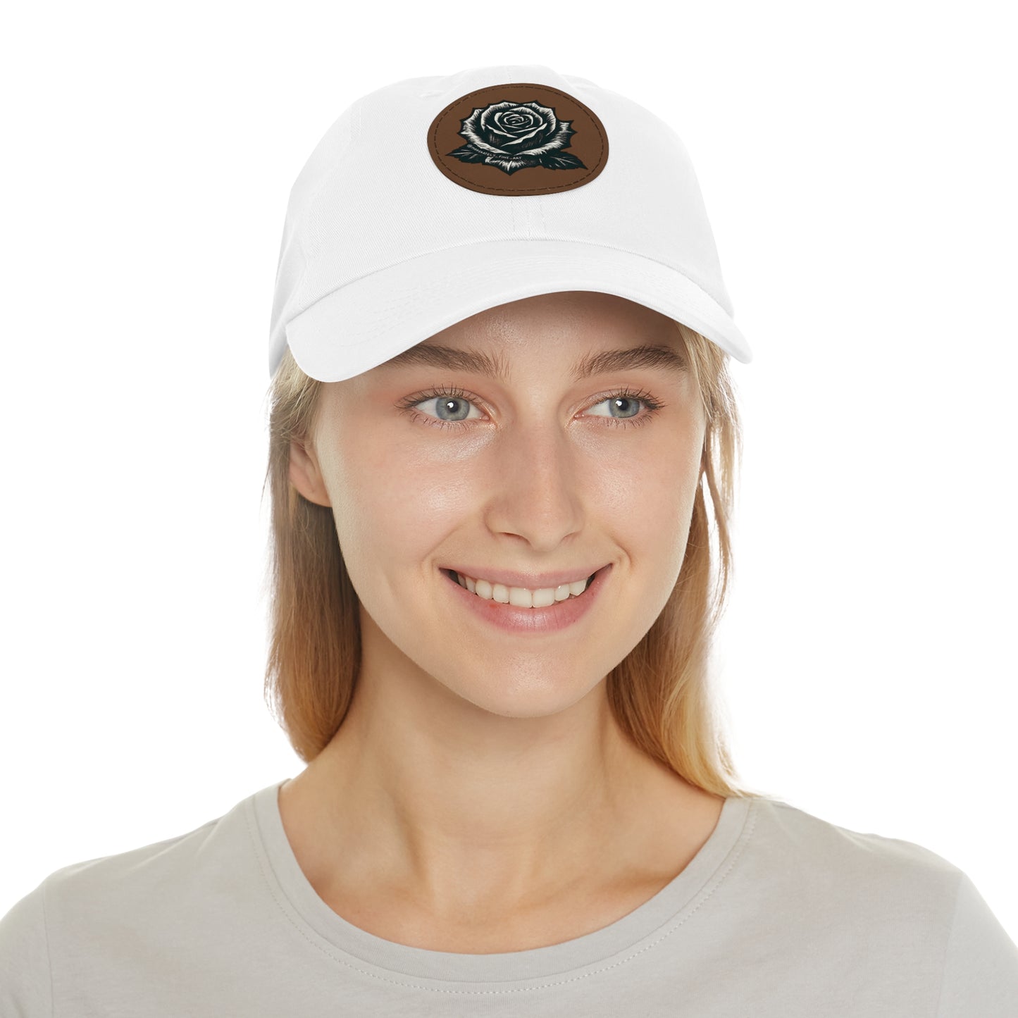 Stylish Dad Hat with Leather Rose Patch