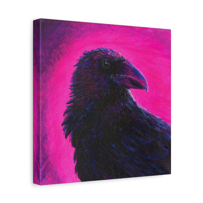 Murder 1 – Crow Painting on Wrap-around Canvas Print by Andy Carlson