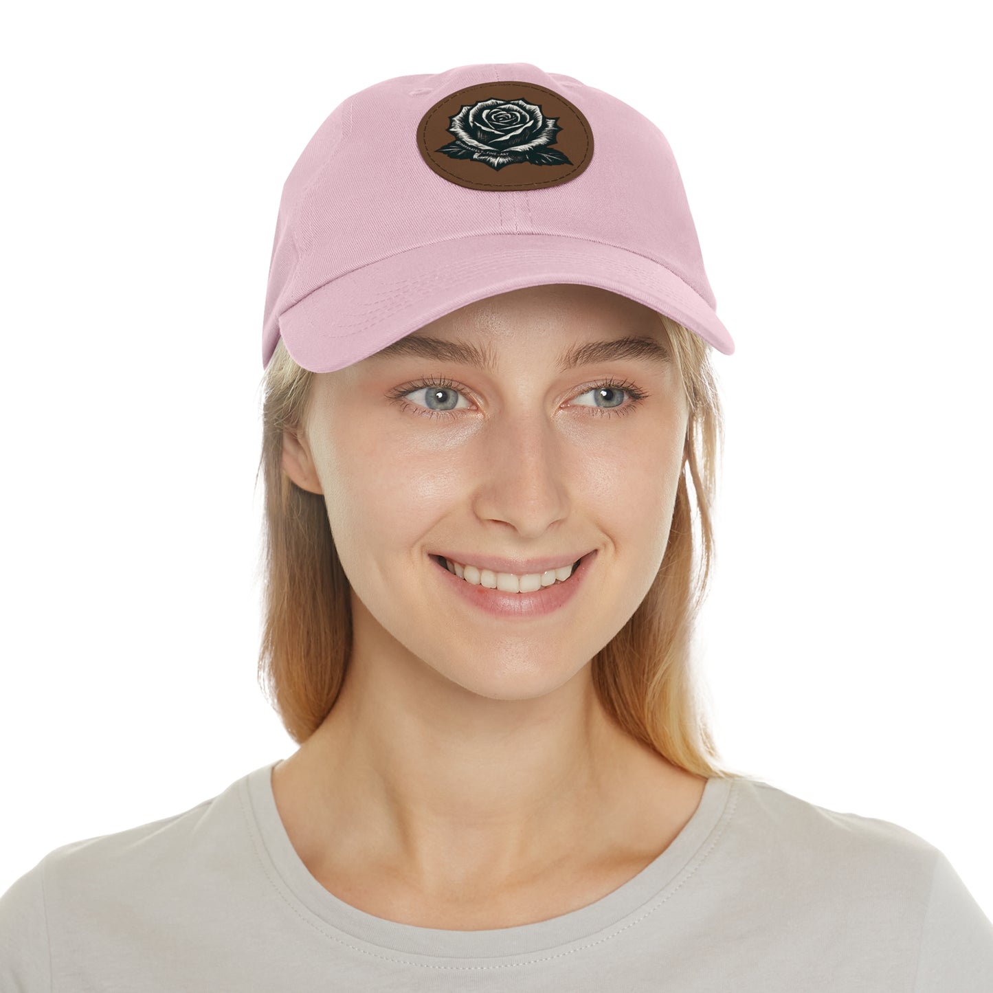 Stylish Dad Hat with Leather Rose Patch