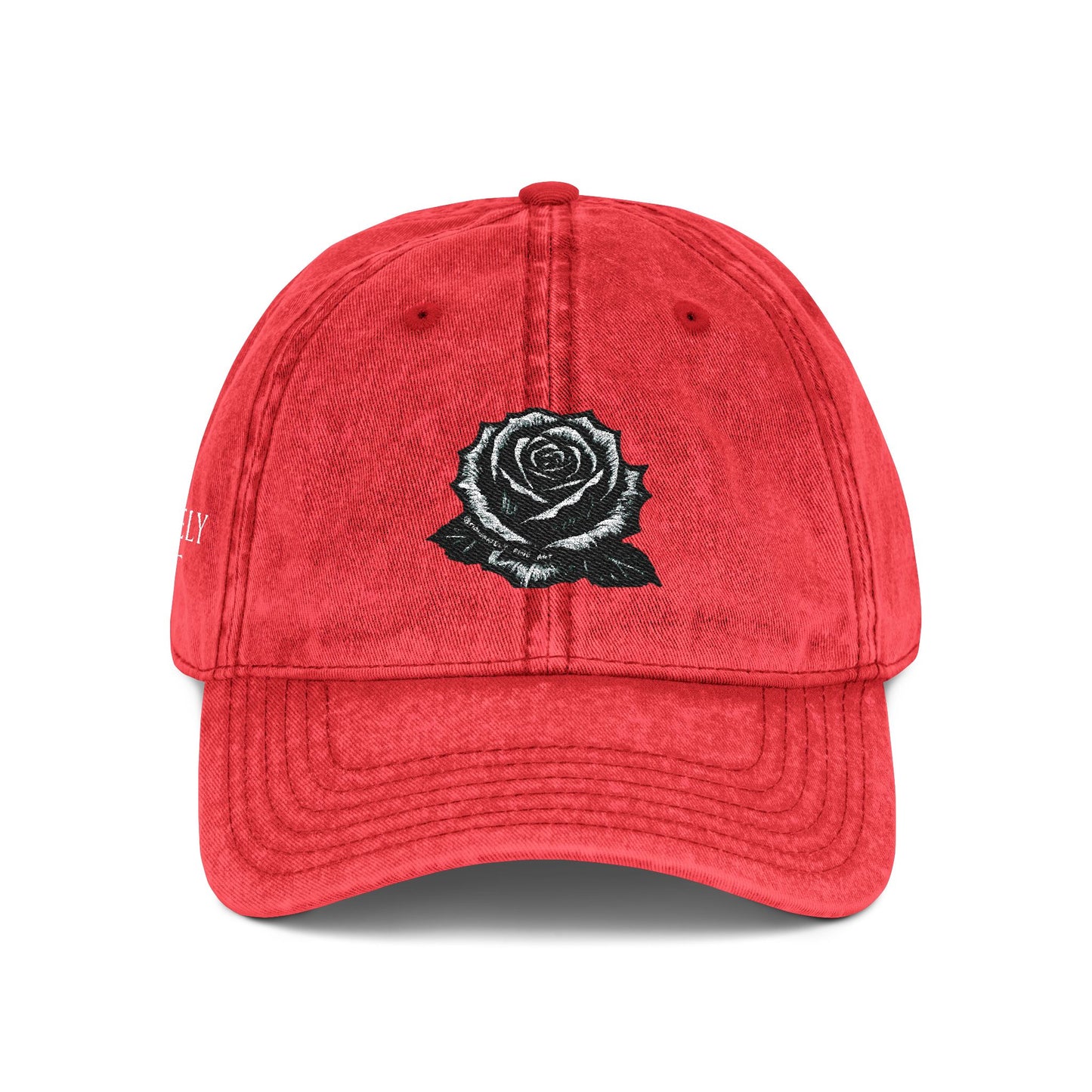 Embroidered Vintage Cap with Rose Design by Andy Carlson