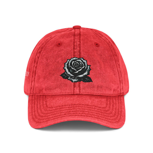 Embroidered Vintage Cap with Rose Design by Andy Carlson