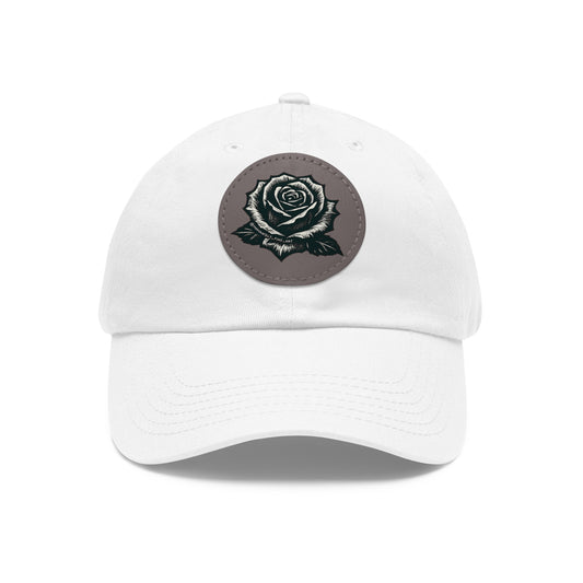 Stylish Dad Hat with Leather Rose Patch