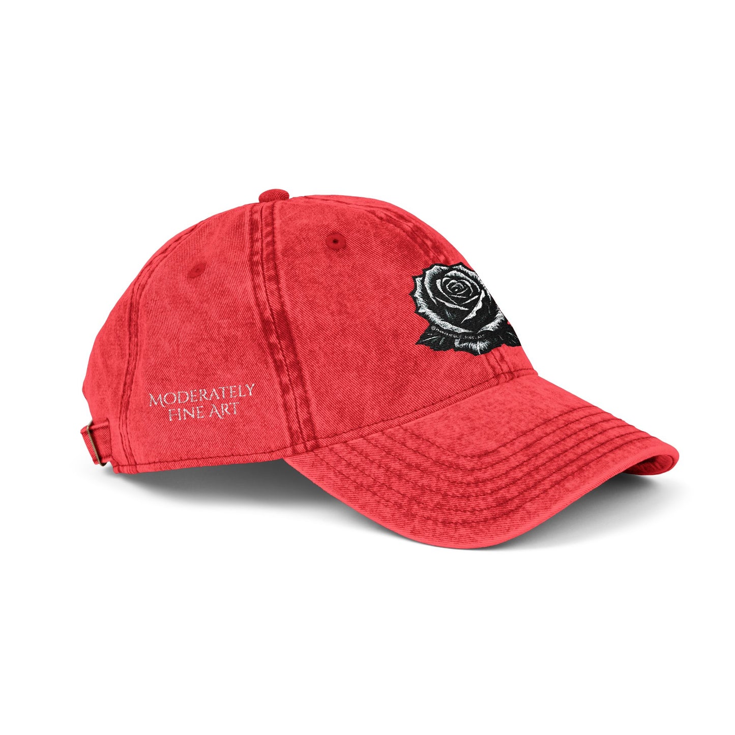 Embroidered Vintage Cap with Rose Design by Andy Carlson