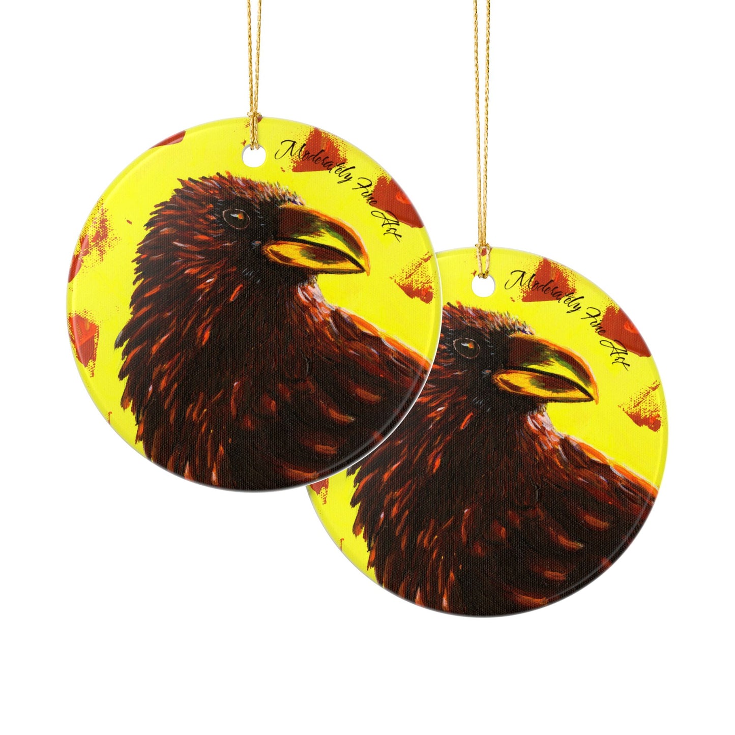 Ceramic Ornament - Yellow Crow from Andy Carlson's Murder Series