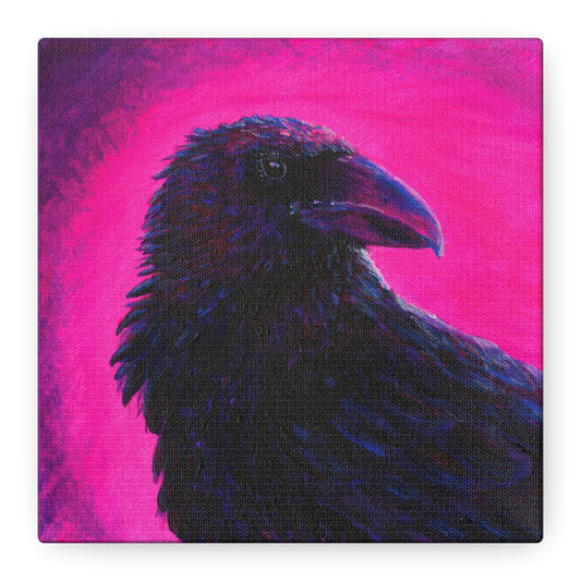 Murder 1 – Crow Painting on Wrap-around Canvas Print by Andy Carlson