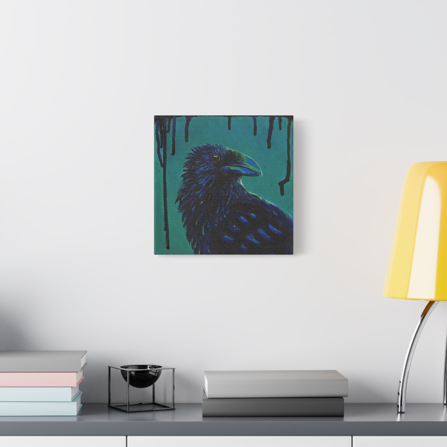 Murder 6 – Crow Painting on Wrap-around Canvas by Andy Carlson
