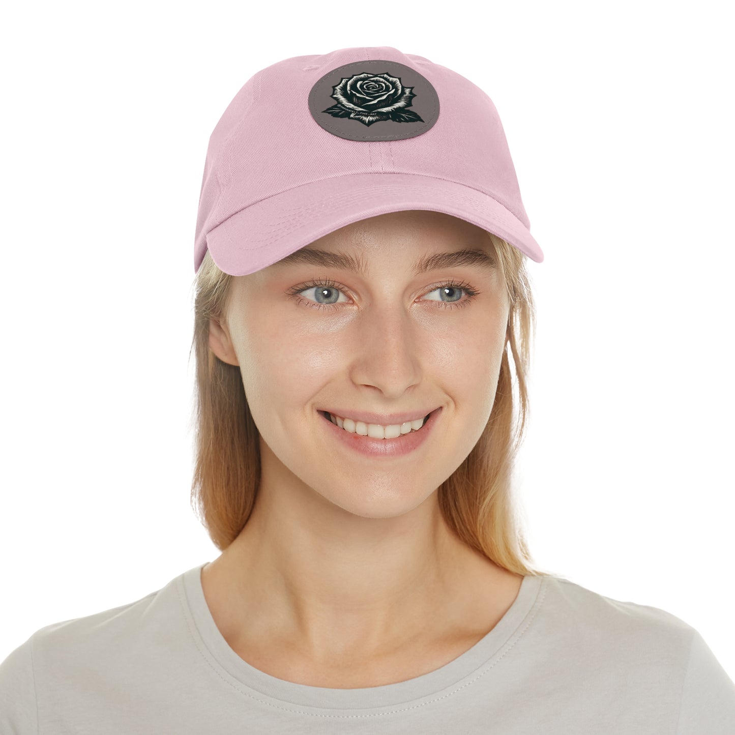 Stylish Dad Hat with Leather Rose Patch