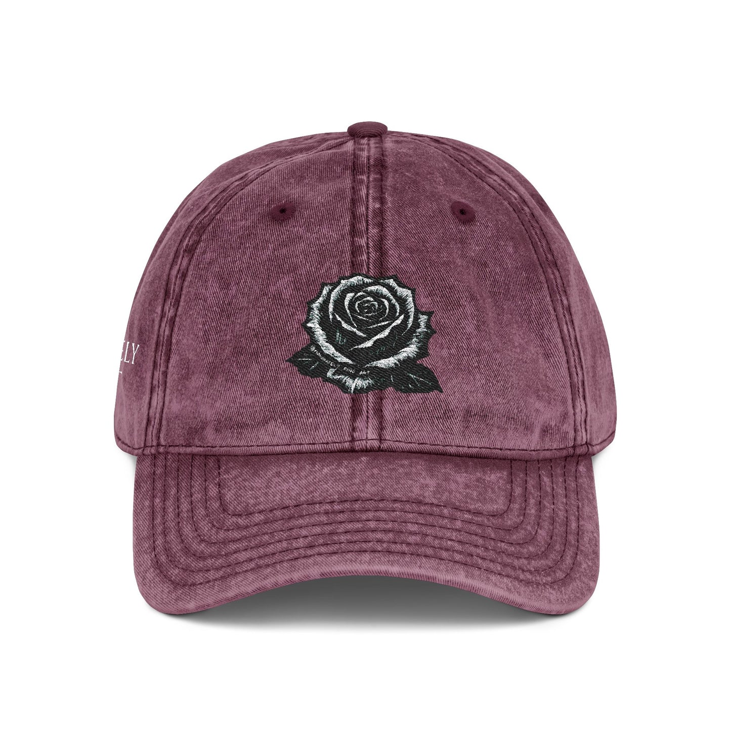 Embroidered Vintage Cap with Rose Design by Andy Carlson