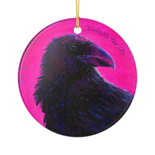 Ceramic Ornament - Pink Crow from Andy Carlson's Murder Series