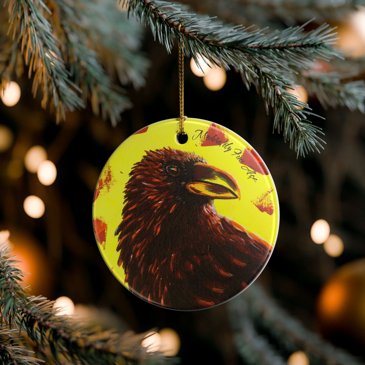 Ceramic Ornament - Yellow Crow from Andy Carlson's Murder Series