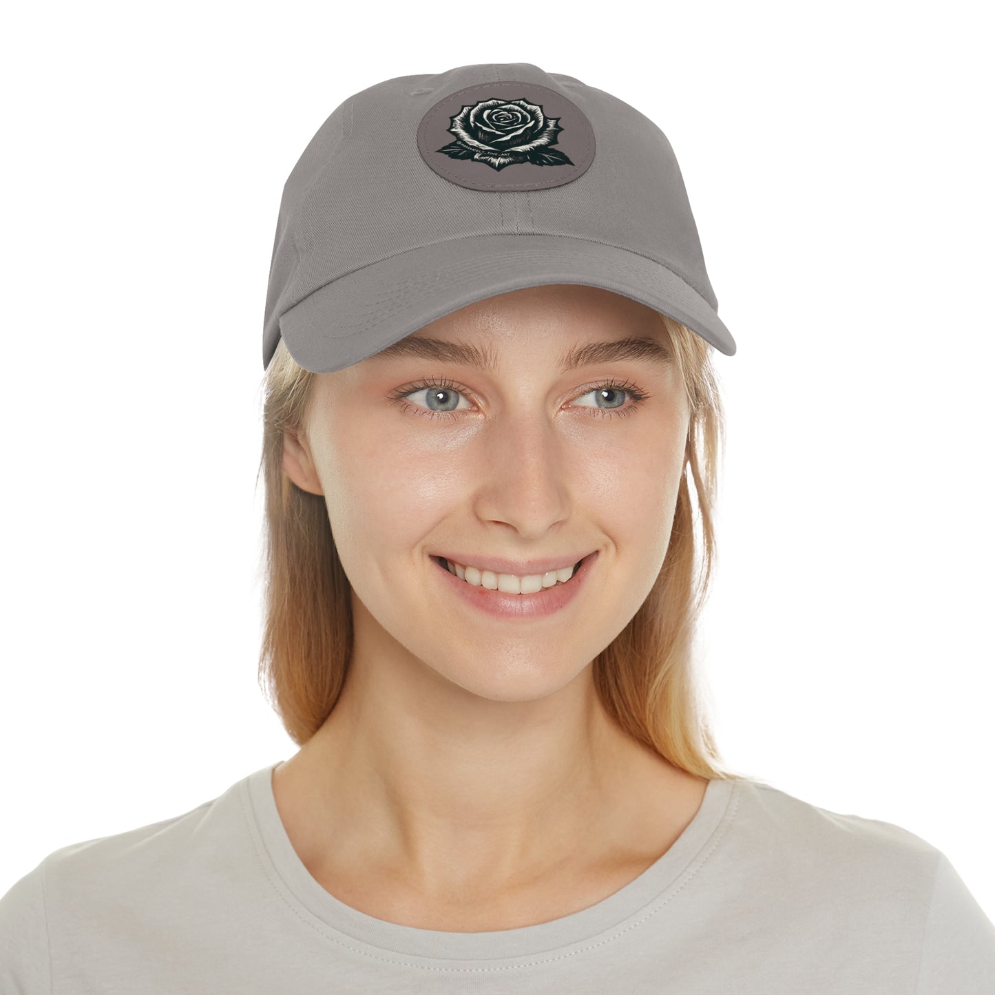Stylish Dad Hat with Leather Rose Patch