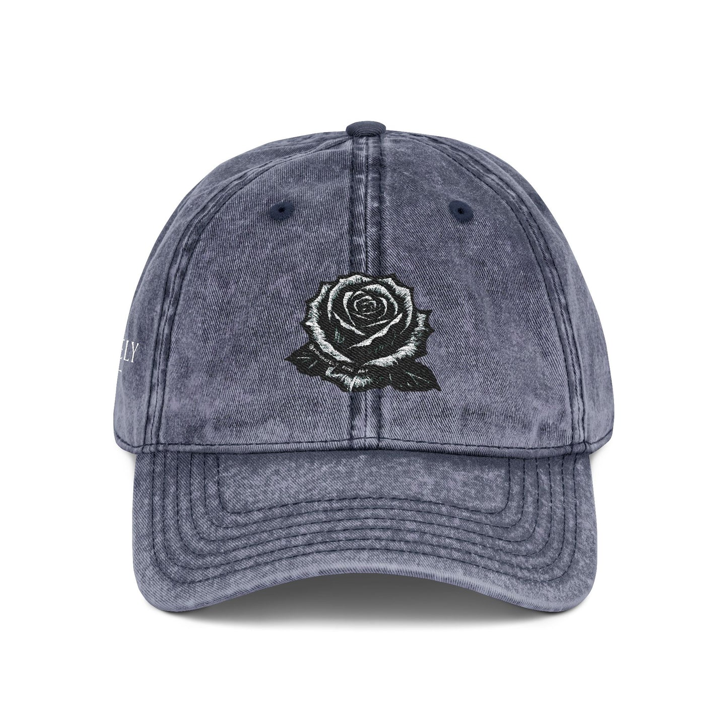 Embroidered Vintage Cap with Rose Design by Andy Carlson