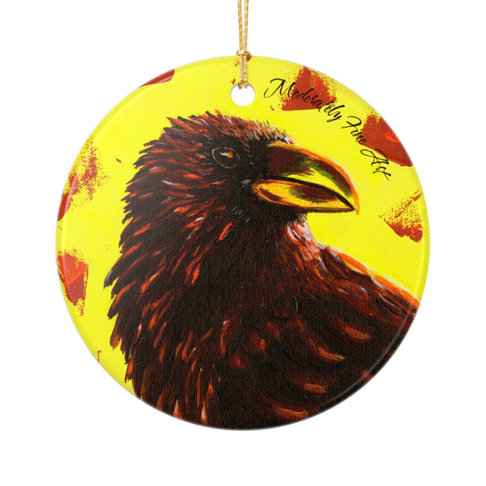 Ceramic Ornament - Yellow Crow from Andy Carlson's Murder Series