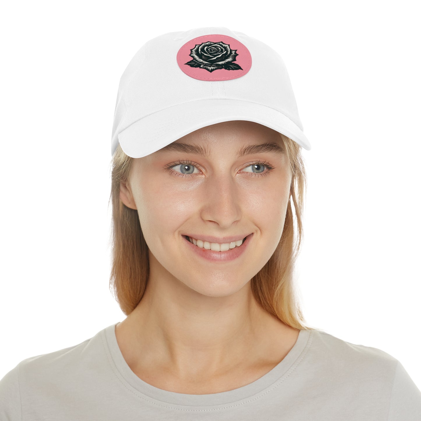 Stylish Dad Hat with Leather Rose Patch
