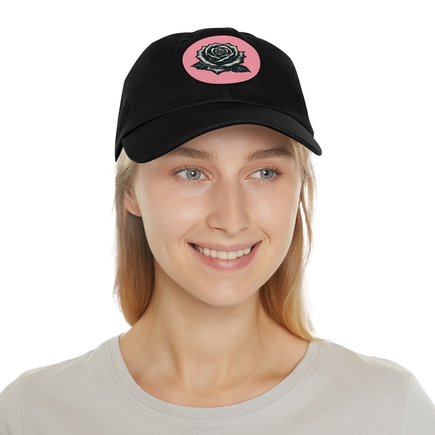 Stylish Dad Hat with Leather Rose Patch