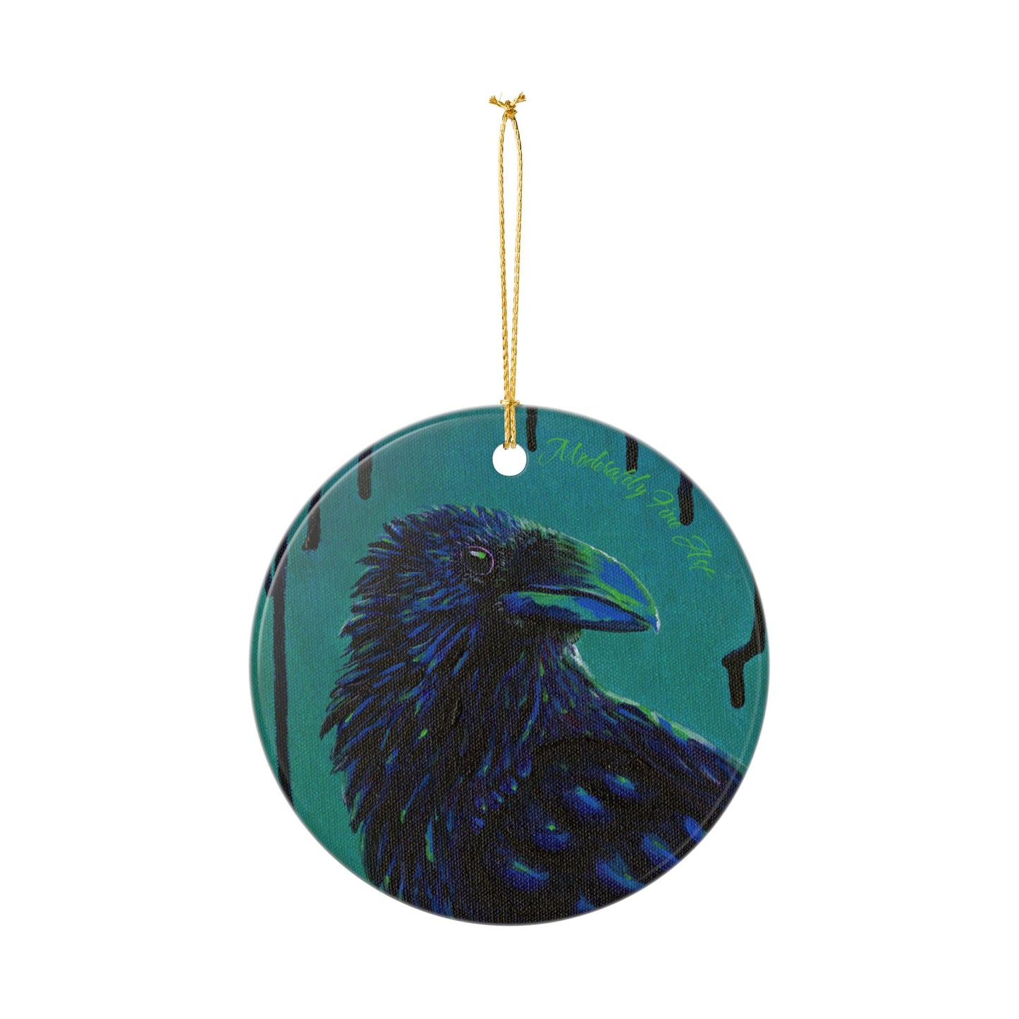 Crow Ceramic Ornament - Teal Crow - Andy Carlson Murder Series