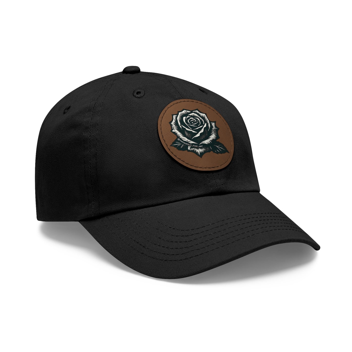 Stylish Dad Hat with Leather Rose Patch