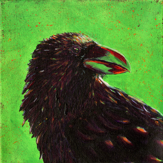 Murder 3 – Original Crow Painting on 8x8 Canvas by Andy Carlson