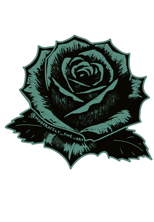 Rose Sticker – Original Design by Andy Carlson, Moderately Fine Art