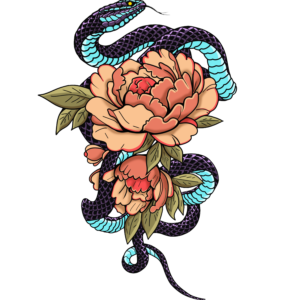 Snake & Peonies Sticker