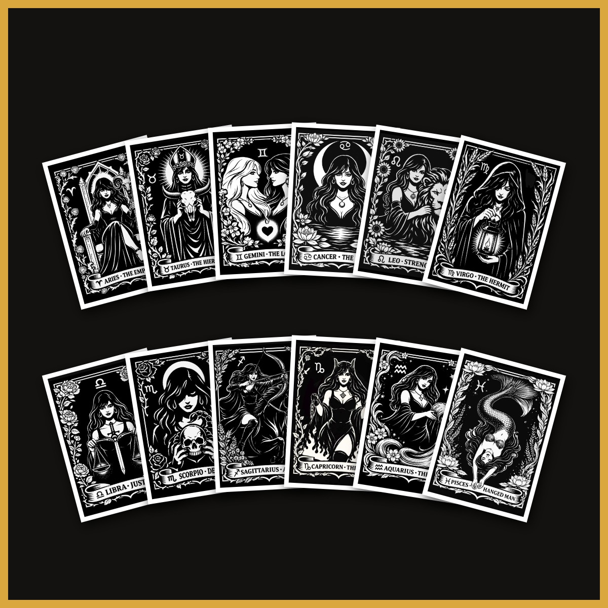 Zodiac Sticker Pack — all 12 tarot zodiac stickers by Moderately Fine Art