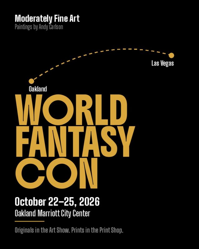 Loading up the truck and heading to Oakland 🖤

This Thursday through Sunday, October 22–25, my originals will be hanging in the World Fantasy Convention Art Show at the Oakland Marriott City Center, and my prints will be in the Print Shop. If you’re attending, come find my panels and put your name on a bid sheet.

Big thanks to @worldfantasycon26 and the art show team for having me. Can’t make it to Oakland? Everything else is at moderatelyfineart.com.
.
.
.
#wfc2026 #oakland #fantasyart  #moderatelyfineart #gothicart