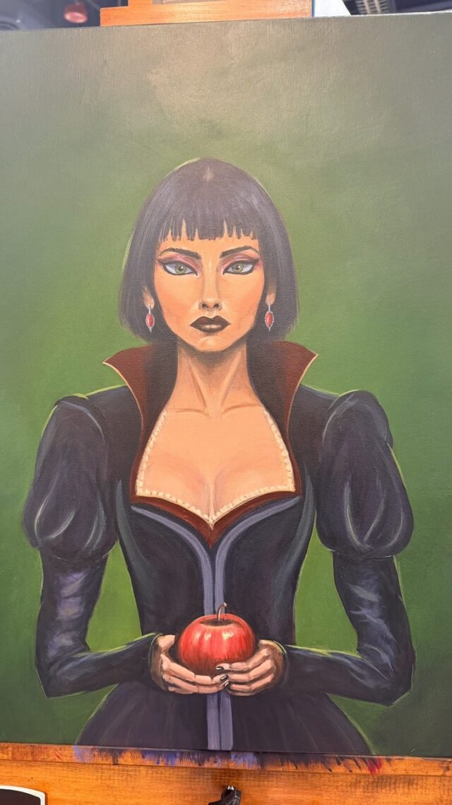“Just one bite”
18x24
Acrylic on canvas 
All grown up series
3 of 6

#darkart #snowwhite #poison #portrait #gothic